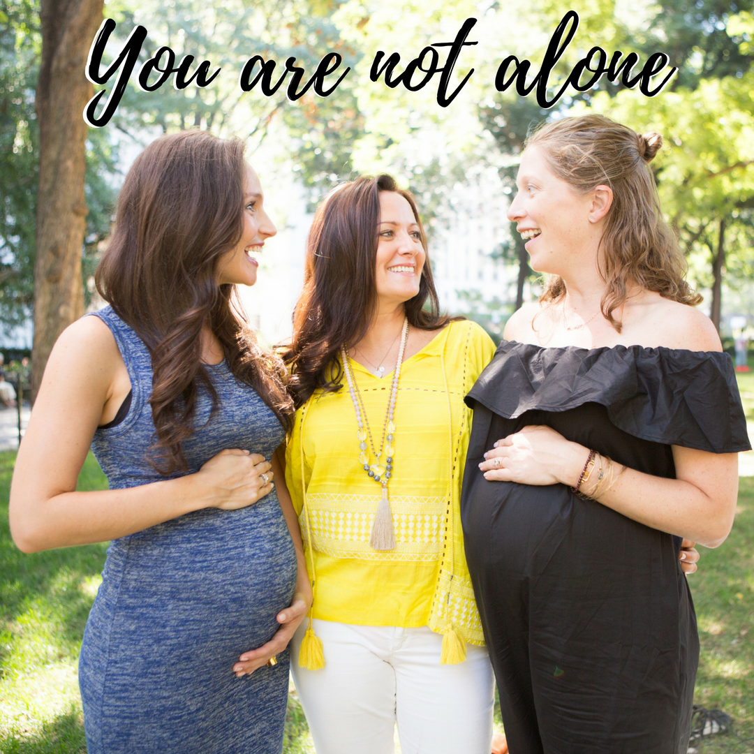 group of pregnant women with the text: You Are Not Alone