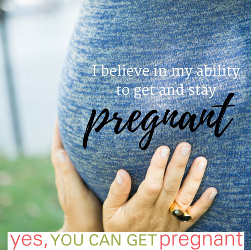 affirmation-card with text: I believe in my ability to get and stay pregnant